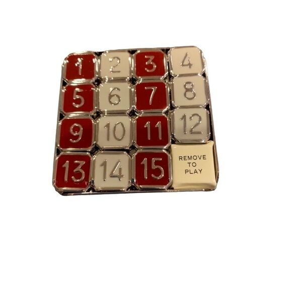VINTAGE GAME FIFTEEN TILE STAINLESS STEEL PUZZLE - Picture 2 of 5